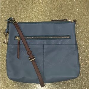 Fossil Blue and Brown Crossbody Bag